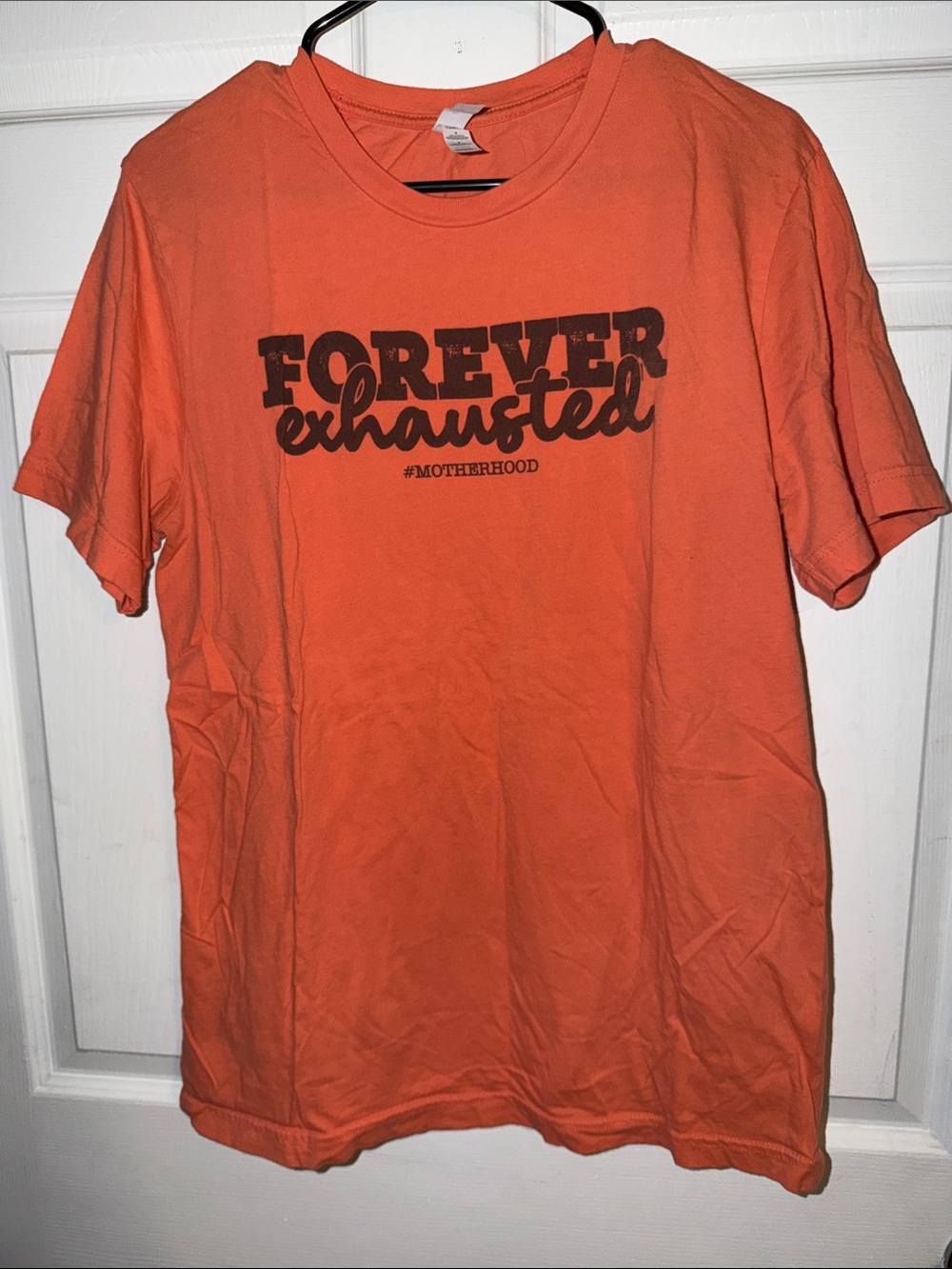 Forever Exhausted Orange Graphic Tee - Casual Shirt